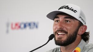 <p>MAX POWER: Max Homa speaks during a news conference before the U.S. Open. (AP Photo/Chris Carlson)</p>