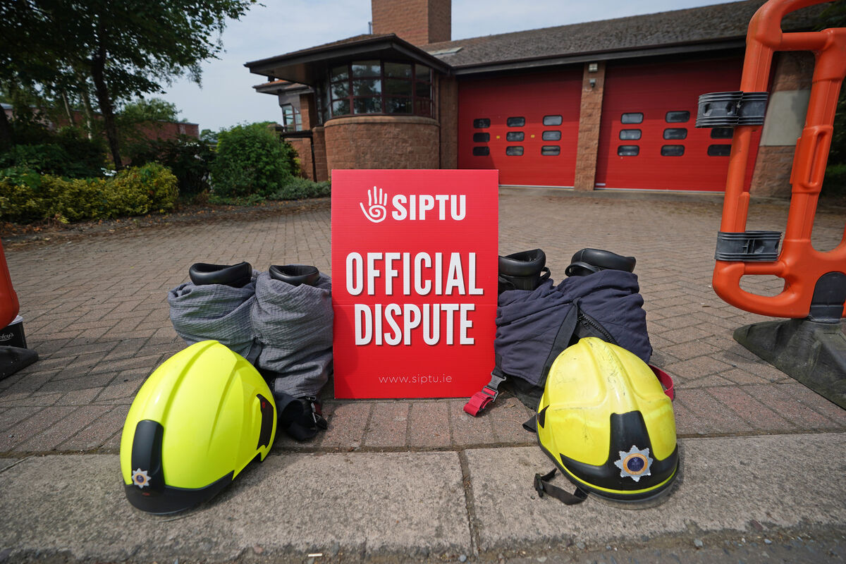 A picket sign outside Ardee Fire Station in Louth on Tuesday. Picture: PA/Niall Carson A picket sign outside Ardee Fire Station in Louth on Tuesday. Picture: PA/Niall Carson