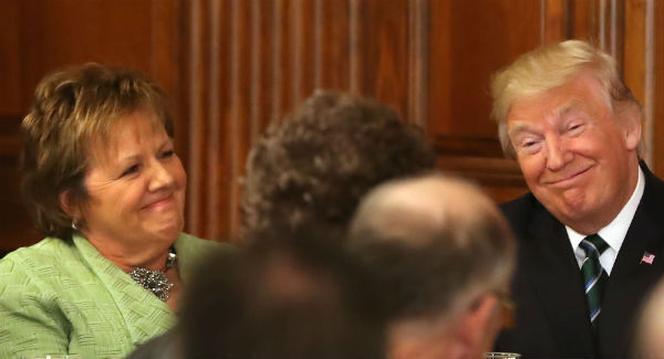 Enda Kenny’s wife Fionnuala Kenny and US President Donald Trump at a Friends of Ireland lunch. Picture: Niall Carson/PA