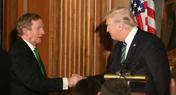 Taoiseach Enda Kenny and US President Donald Trump at a Friends of Ireland lunch at the Capitol Building yesterday. Picture: Niall Carson/PA