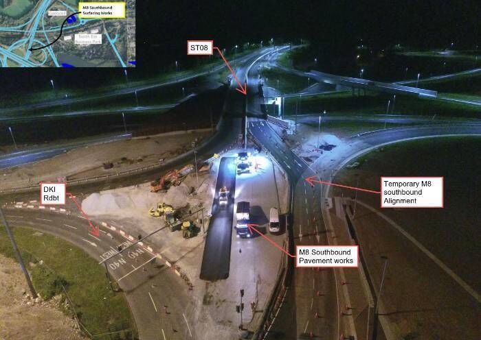 Surfacing works along the M8 Southbound. Picture: Dunkettle.ie