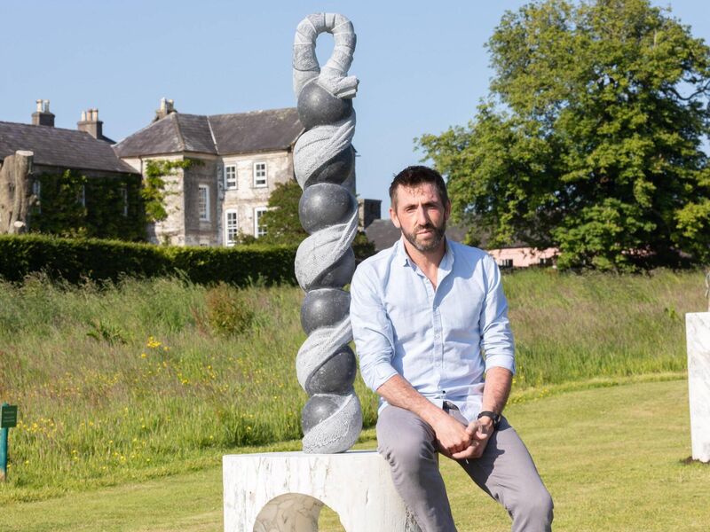 Artist Richard Healy with one of his pieces  at Ballymaloe House Hotel. Picture: Darragh Kane