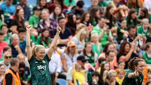 <p>NEWLY WED: Diane Caldwell joined up with her Irish teammates late due to her wedding in Skiathos to Mona Lohmann. Pic:©INPHO/Ben Brady</p>