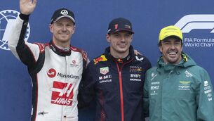 <p>Max Verstappen (centre) claimed pole in Canada ahead of Nico Hulkenberg (left) and Fernando Alonso (Ryan Remiorz/The Canadian Press via AP)</p>