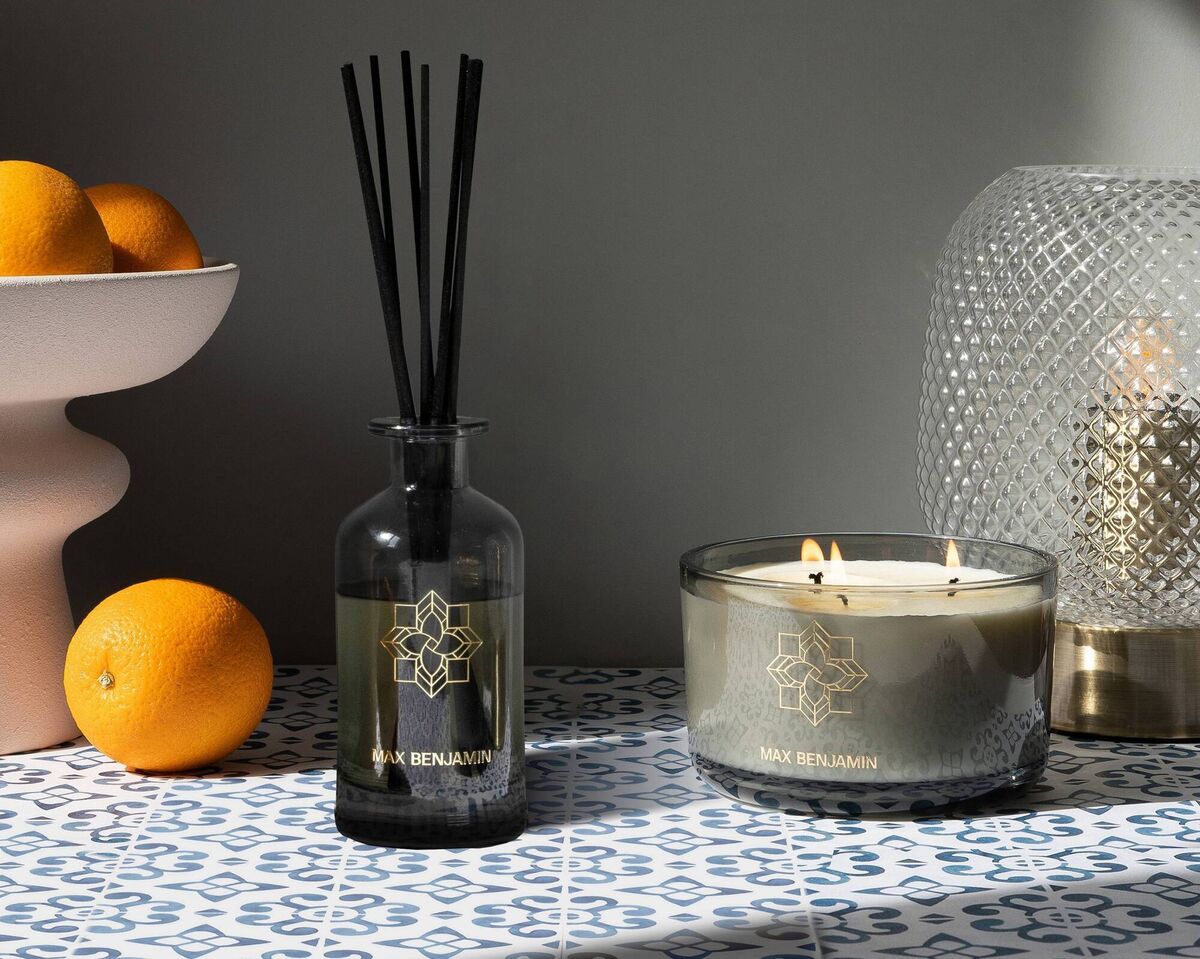 Max Benjamin diffuser and three-wick candle. 