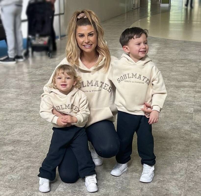 Mrs Hinch with her sons Lennie and Ronnie. Picture: @mrshinchhome/Instagram
