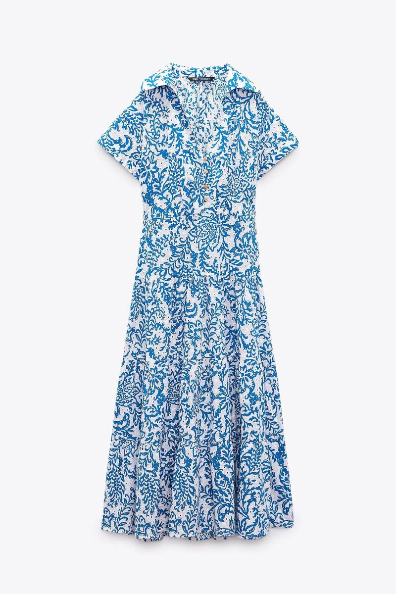 Blue & White Print Midi Dress, €55.95, Zara Blue & White Print Midi Dress, €55.95, Zara