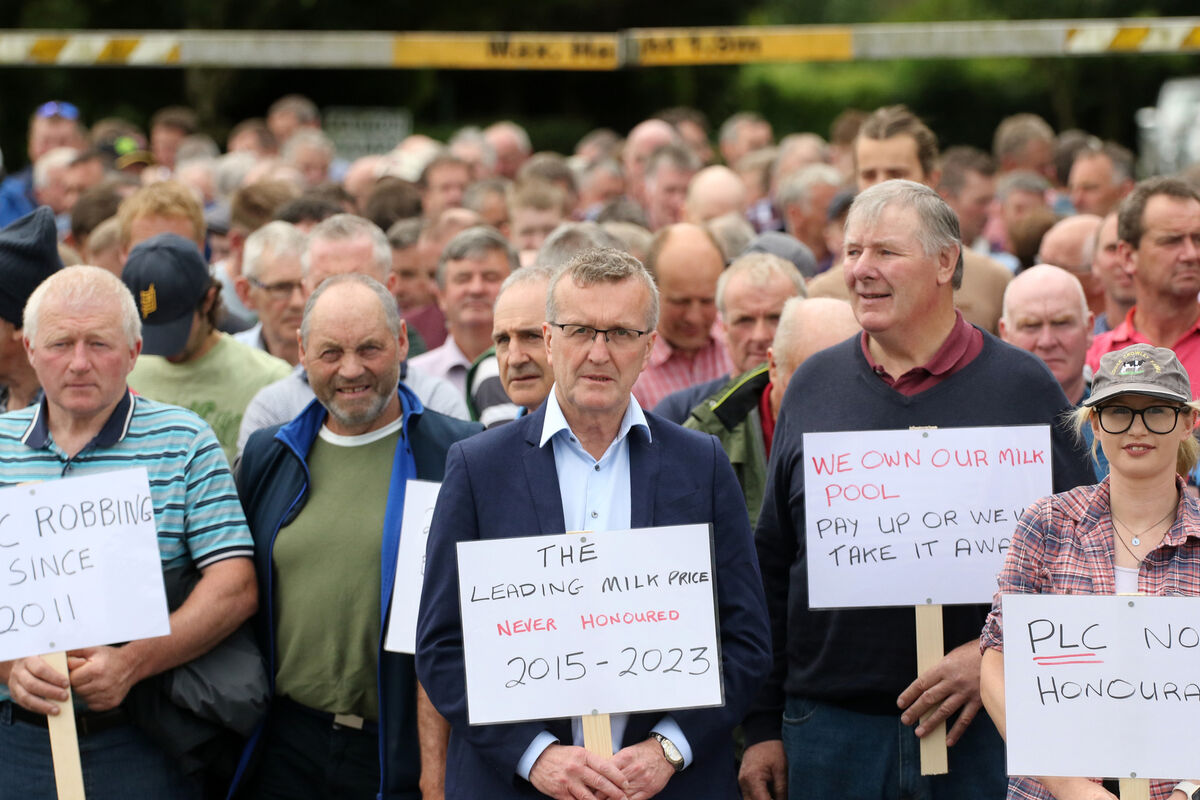 IFA president Tim Cullinan leading the protest. Picture: Brendan Gleeson