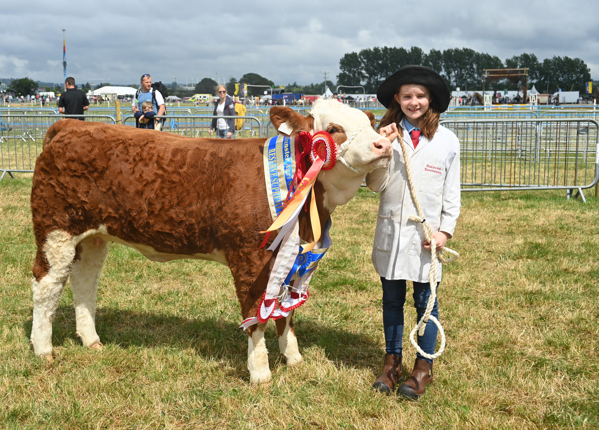  On her first year showing, nine-year-old Tori O'Connell, Mallow, of Raceview Simmentals, took a win with 'Rosie', the Reserve Supreme Champion at Cork Summer Show. Picture: Larry Cummins.