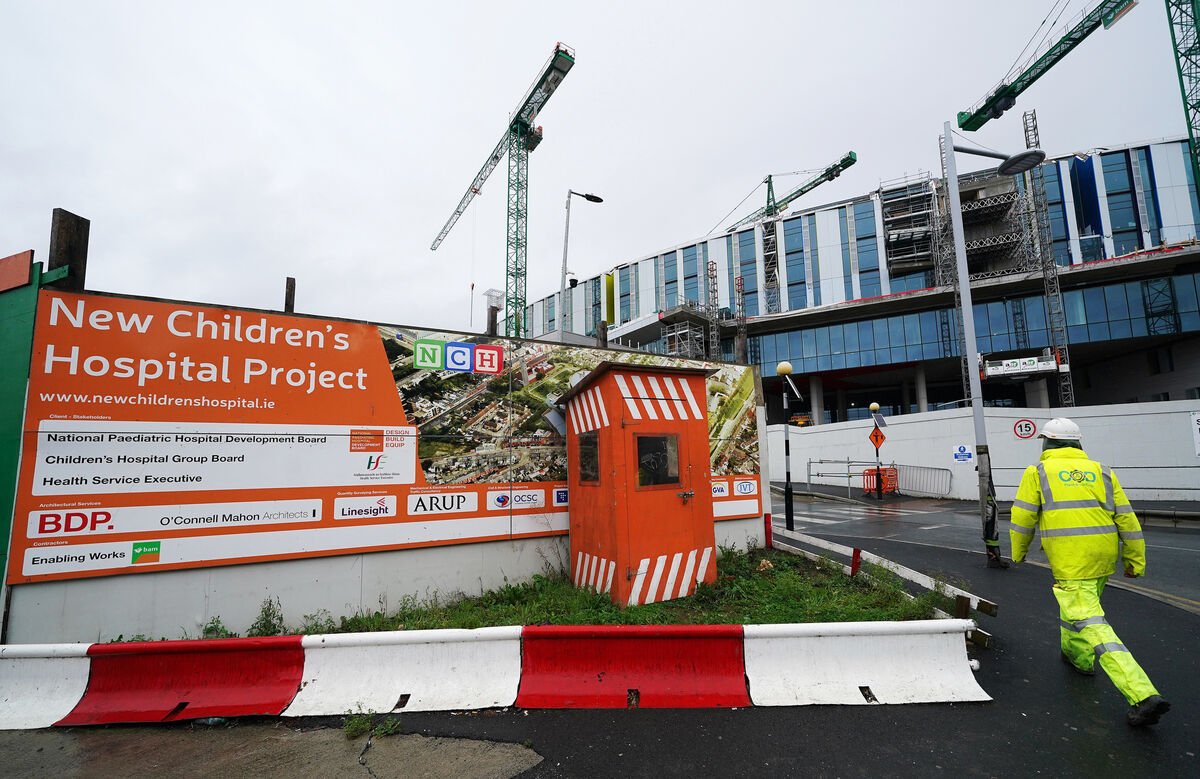 A worker at the construction site of the new National Children's Hospital in Dublin. 