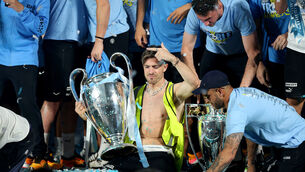 Jack Grealish enjoyed Man City’s treble celebrations (Nigel French/PA)