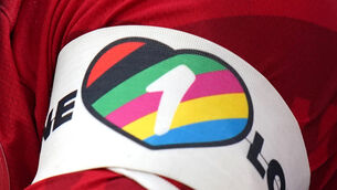 The OneLove armband created a major row at the men’s World Cup in Qatar (Adam Davy/PA)