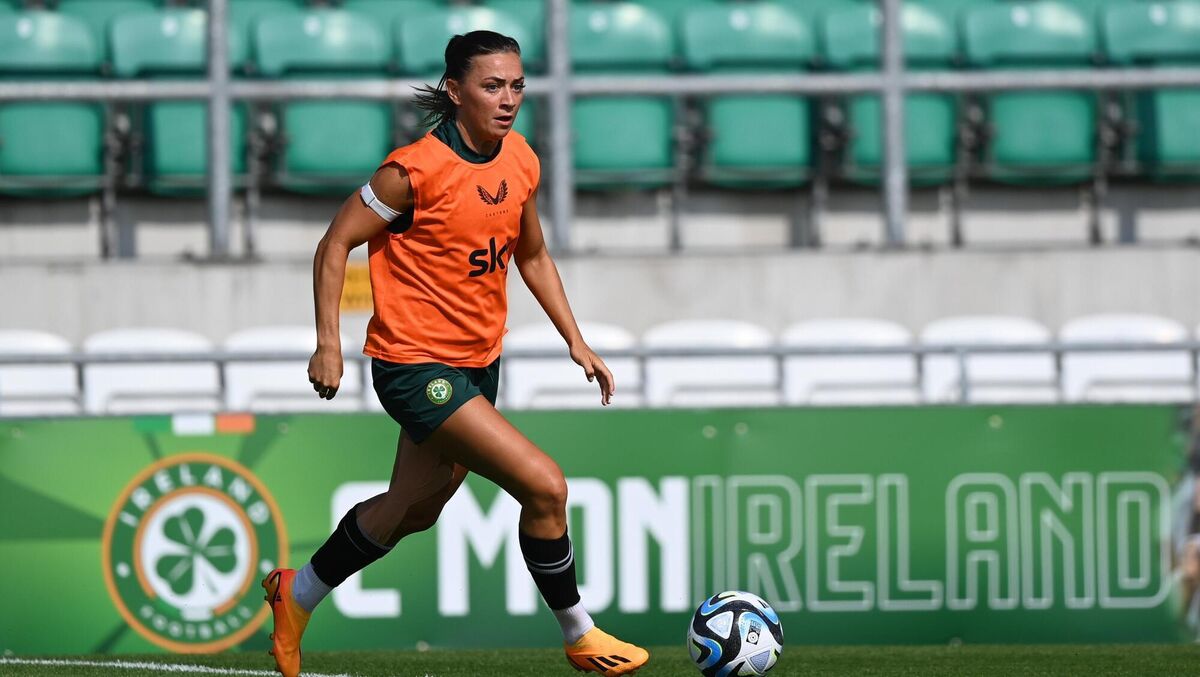Katie McCabe during a Republic of Ireland women training session at Tallaght Stadium.