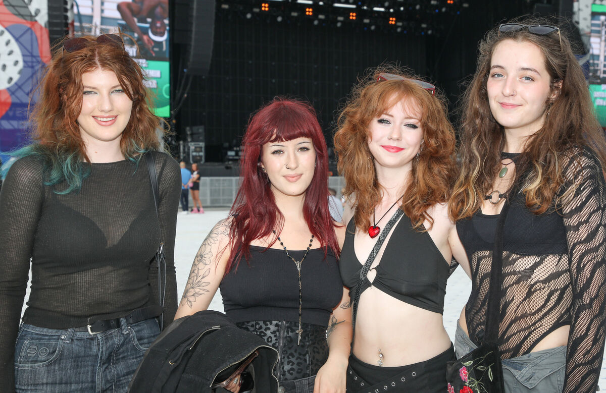 Marlina Quarke, Ruby Arozamena, Orna Tobin, and Melanie O’Riordan from Blackrock at Musgrave Park in Cork ahead of the Chemical Brothers’ performance. Picture: David Creedon