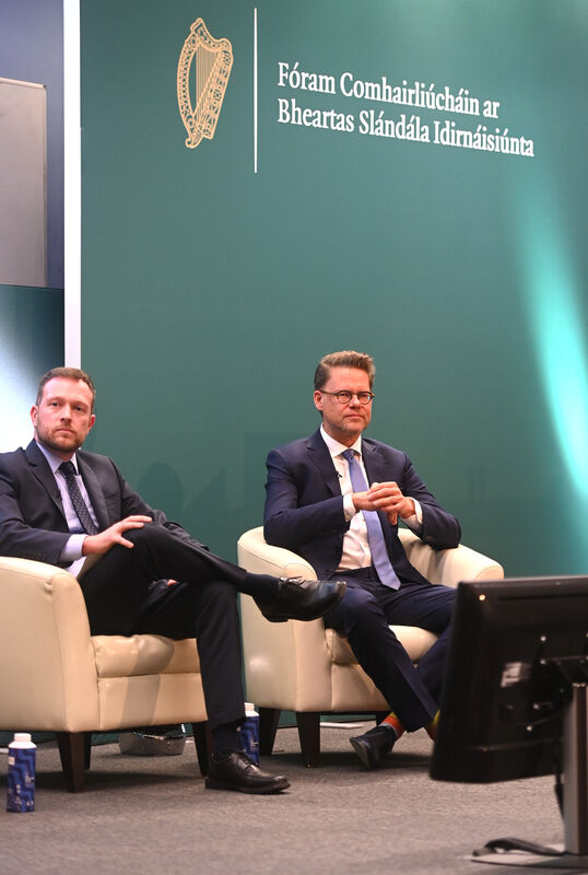 Panelists Robert McCabe and Christian Bueger, at the forum. 