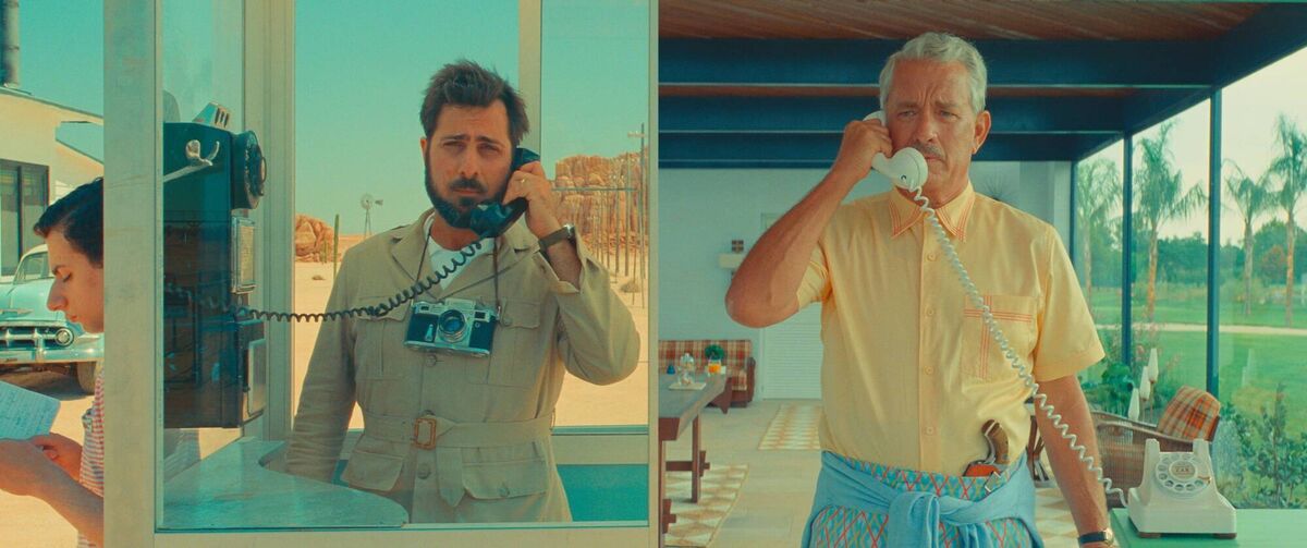 (L to R) Jake Ryan, Jason Schwartzman and Tom Hanks in director Wes Anderson's Asteroid City. (L to R) Jake Ryan, Jason Schwartzman and Tom Hanks in director Wes Anderson's Asteroid City.