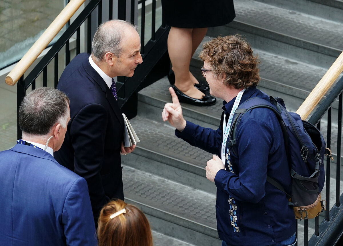 Tánaiste Micheal Martin speaking with Michael Higgins at University of Galway. Picture: Brian Lawless/PA Wire Tánaiste Micheal Martin speaking with Michael Higgins at University of Galway. Picture: Brian Lawless/PA Wire