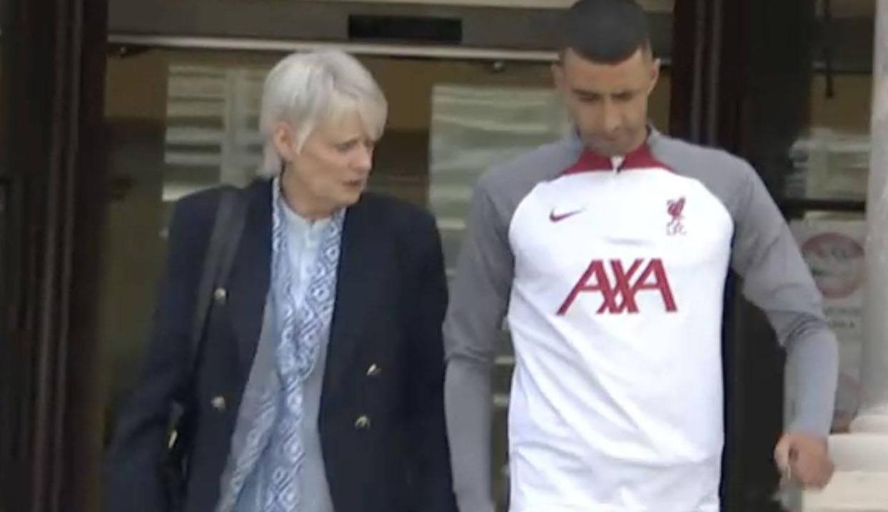 Mary O'Callaghan leaves court with her son, Hassan Baker. Credit: RTÉ