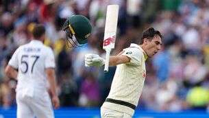 <p>THAT WINNING FEELING: Australia's Pat Cummins celebrates hitting the winning runs on day five of the first Ashes test match at Edgbaston. Pic: Mike Egerton/PA Wire</p>