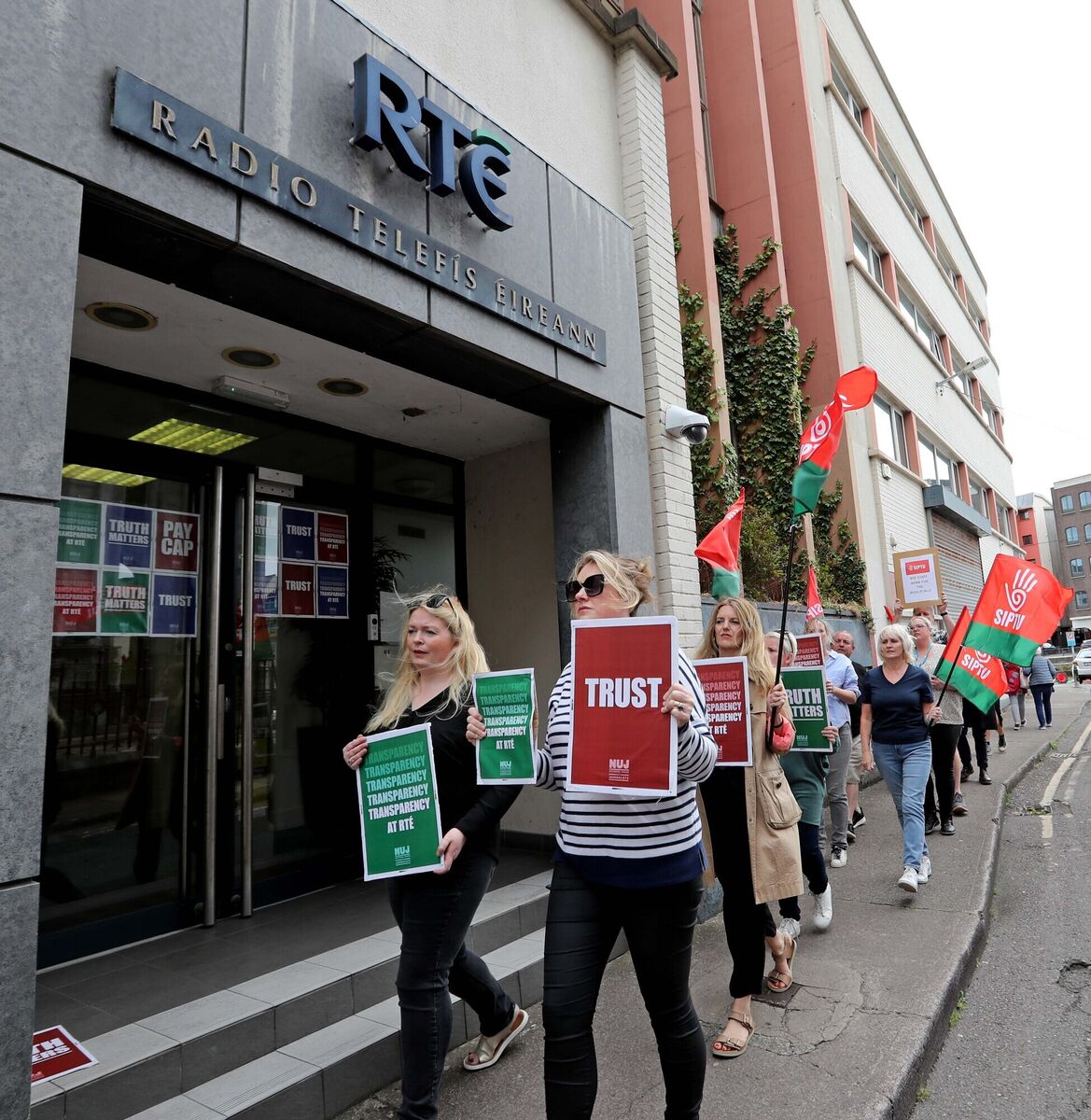 Protesters outside RTÉ on Father Mathew Street, Cork. Picture: Jim Coughlan