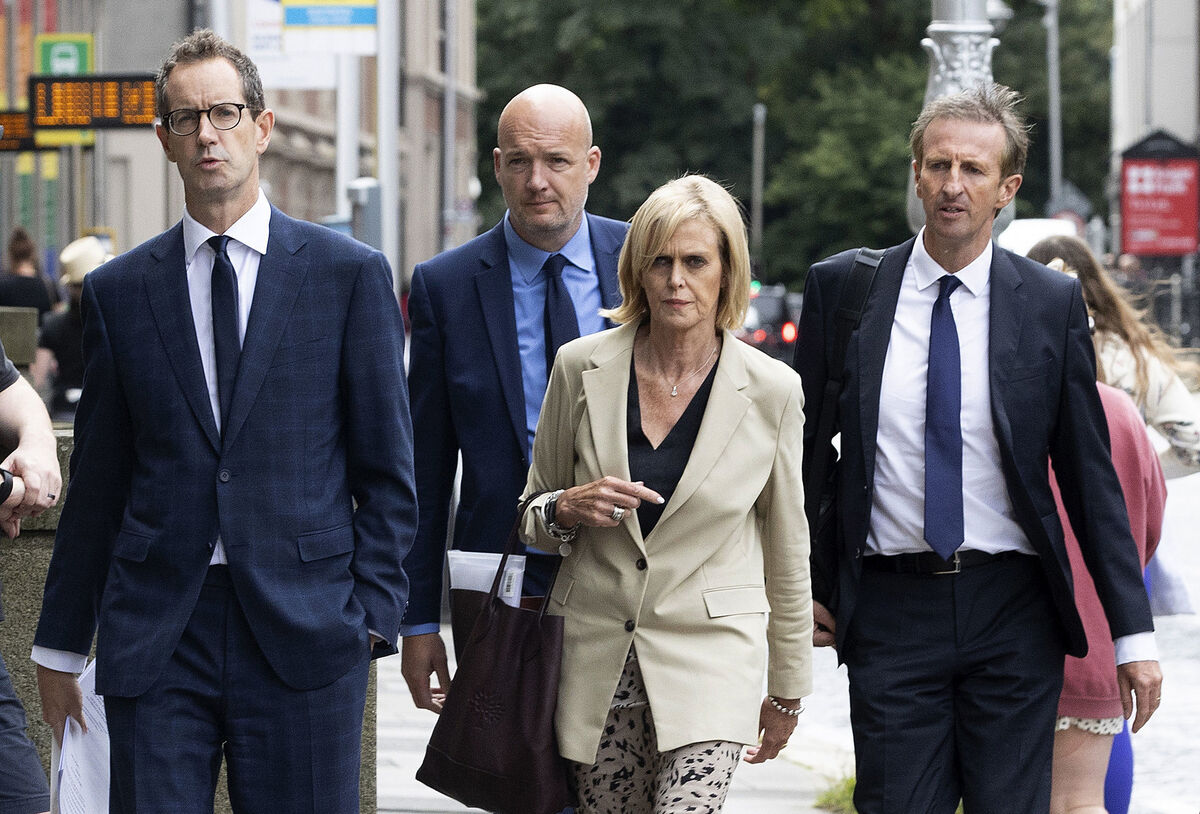 (Left to right) RTÉ Interim Deputy Director General Adrian Lynch, Strategy Director Rory Coveney, Commercial Director Geraldine O'Leary and Chief Financial Officer Richard Collins arriving at Leinster House to appear before the Oireachtas Media Committee in relation to the controversy around Ryan Tubridy's misreported salary payments. Picture: Brian Lawless/PA