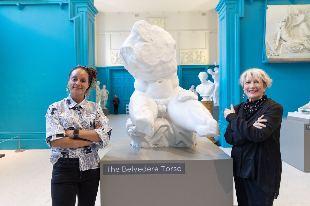 Louise Banton and Artist Anna Fruse at the preview of Muscle: A Question of Power and Bodywork at Crawford Art Gallery. Picture: Darragh Kane