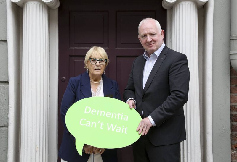 At the launch of The Alzheimer Society of Ireland's (ASI) pre-budget submission 2024 calling for a €21.3 million investment in vital community supports, care services and social protection were Kathleen Farrell who lives with Lewy Body Dementia and The ASI Chief Executive Andy Heffernan. 