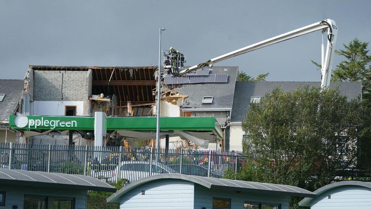 The scene of the explosion at Applegreen service station in the village of Creeslough in Co Donegal. Picture: Brian Lawless