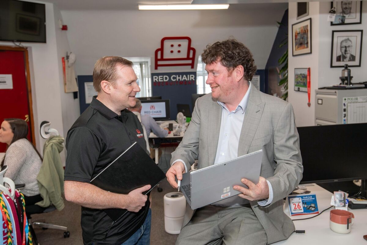 Neil Buckley, left and Fred McDonogh, Red Chair Recruitment, Killarney discuss the current staff shortages. Neil Buckley, left and Fred McDonogh, Red Chair Recruitment, Killarney discuss the current staff shortages.