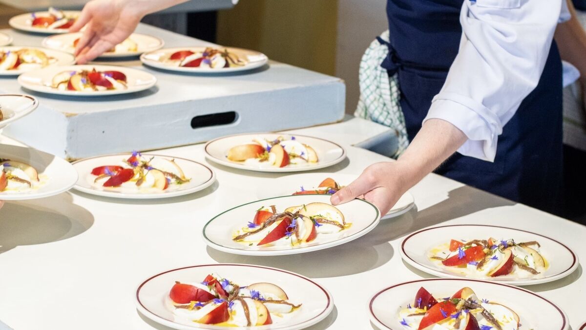 Heini Lanthaler’s Nectarine, Buffalo Mozzarella, Anchovy & Candied Lemon