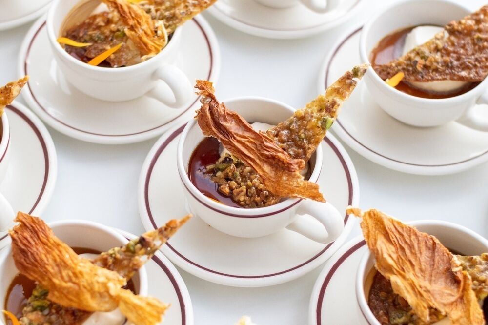 Bryce Wyman’s Dandelion Coffee Panna Cotta, Nougatine Biscuit, Caramelised Milk Skins