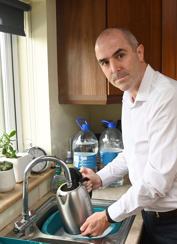 Eoin Fitzpatrick initially responded to boil water notices by doing just that — boiling up the kettle for every drop of drinking water his family consumed. However it is so cumbersome that, like most householders in East Cork, he now buys bottled water at great expense. Picture: Denis Minihane Eoin Fitzpatrick initially responded to boil water notices by doing just that — boiling up the kettle for every drop of drinking water his family consumed. However it is so cumbersome that, like most householders in East Cork, he now buys bottled water at great expense. Picture: Denis Minihane