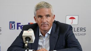 <p>TOP MAN: PGA Tour Commissioner Jay Monahan. Pic: AP Photo/Seth Wenig</p>
