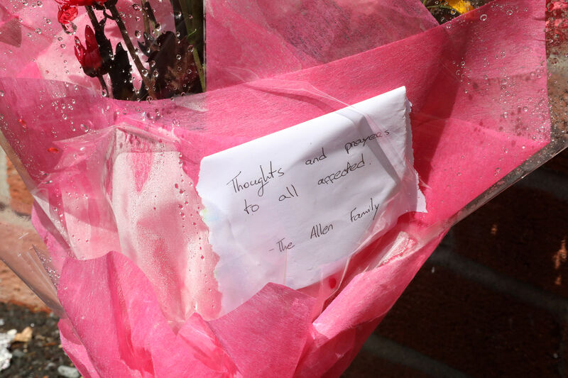Flowers left outside the school. Picture: Sasko Lazarov/RollingNews.ie