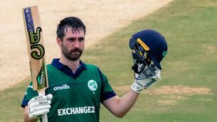 <p>GOOD INNINGS: Ireland's Andy Balbirnie has announced that he is stepping down as captain. Pic: Jekesai Njikizana/AFP via Getty Images</p>