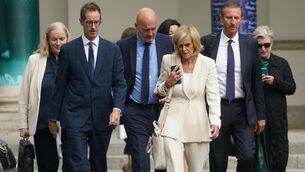 <p>RTE board members and executives (left to right) RTE Director of Legal Affairs Paula Mullooly, RTÉ Interim Deputy Director General Adrian Lynch, Strategy Director Rory Coveney, RTÉ Commercial Director Geraldine O'Leary, Chief Financial Officer Richard Collins and former Chairperson of the RTÉ board Moya Doherty.</p>
