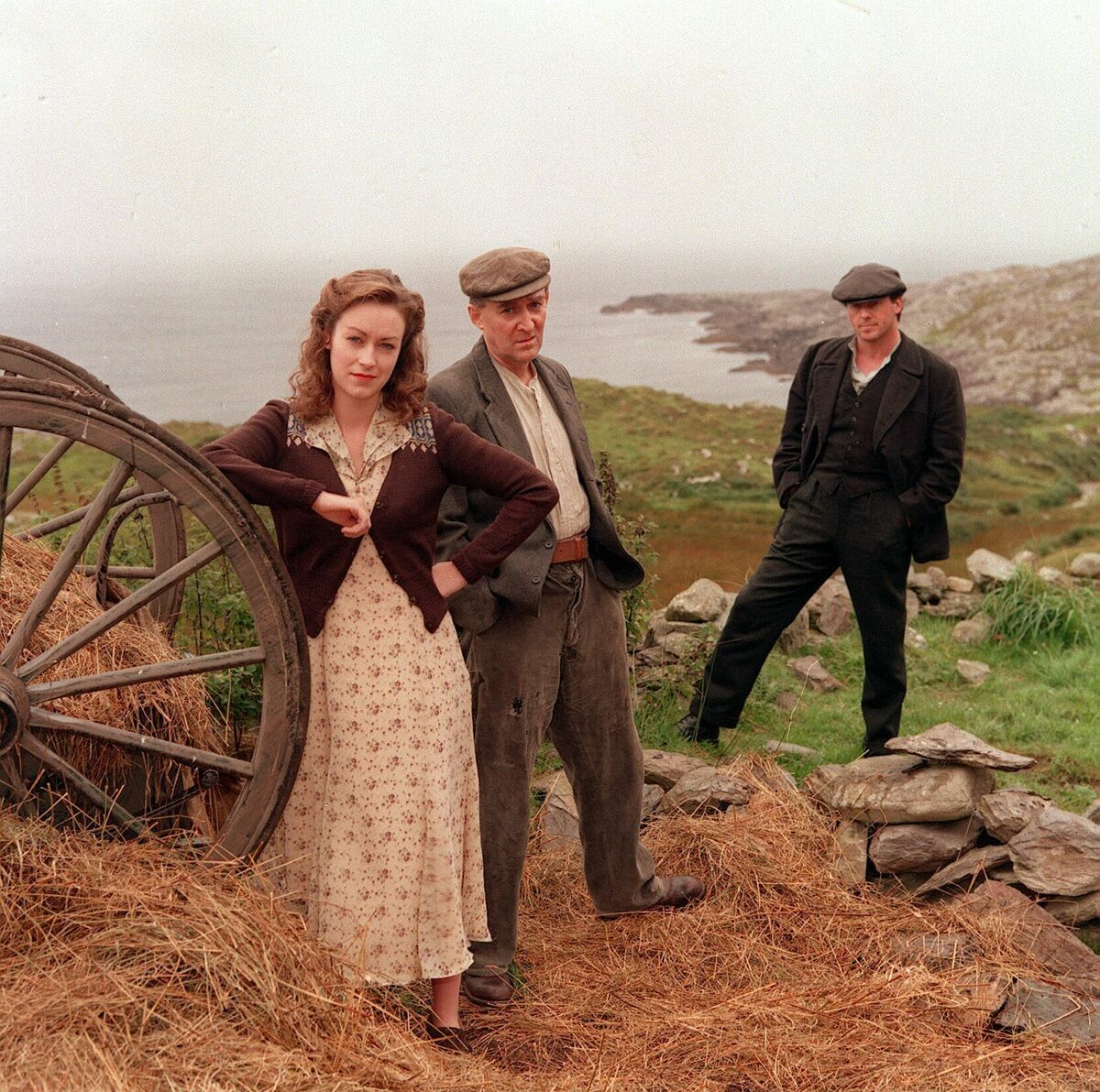 Earth tones: Liam Cunningham as Mossie, Elisabeth Dermot Walsh as Elizabeth, and Dermot Crowley as Neeley in the BBC-1's Falling For A Dancer. Earth tones: Liam Cunningham as Mossie, Elisabeth Dermot Walsh as Elizabeth, and Dermot Crowley as Neeley in the BBC-1's Falling For A Dancer.
