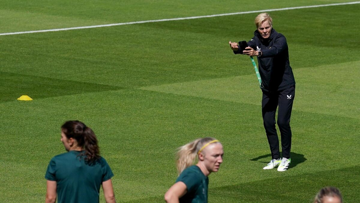 Republic of Ireland Manager, Vera Pauw, coaches during a training session at the Tallaght Stadium,
