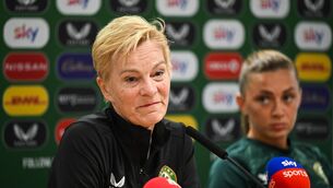 <p>DEFIANT: Manager Vera Pauw and Katie McCabe during a Republic of Ireland women press conference at Tallaght Stadium. Photo by Stephen McCarthy/Sportsfile</p>