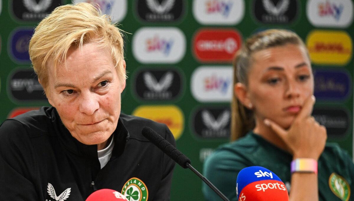 Manager Vera Pauw and Katie McCabe during a Republic of Ireland women press conference.