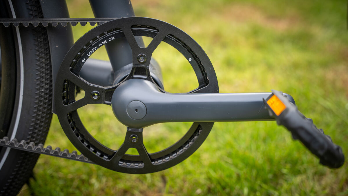 The gates carbon belt drive for a smoother riding experience. Picture: Noel Campion.