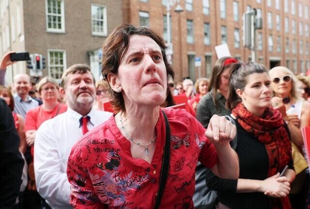 Demonstrators outside Leinster House this week (Brian Lawless/PA) Demonstrators outside Leinster House this week (Brian Lawless/PA)