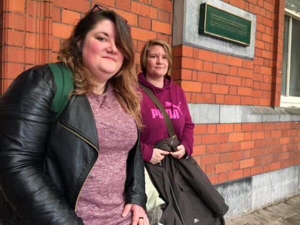 Holly Murdock and Meagan Lee from Belfast who were stranded at Kent train station yesterday morning by the wildcat strike action.