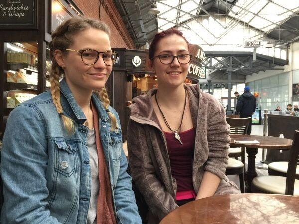 German tourists Viktoria Kirstein and Lea Klose whose travel plans were disrupted by yesterday’s wildcat strike at Kent station.