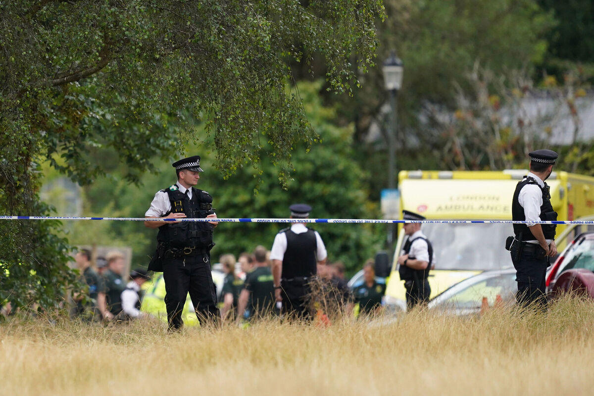 Scenes in Wimbledon, south London, where a car has collided with a primary school building. Officers, firefighters and paramedics, including London’s Air Ambulance, responded to the incident at around 9.54am on Thursday. Photo: Victoria Jones/PA Wire