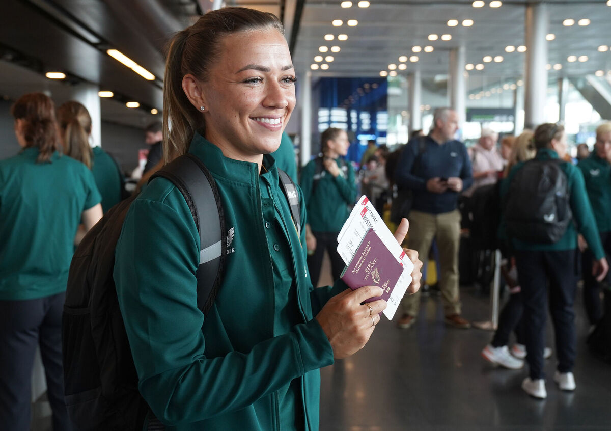 Katie McCabe as the Republic of Ireland team depart from Dublin Airport. Katie McCabe as the Republic of Ireland team depart from Dublin Airport.