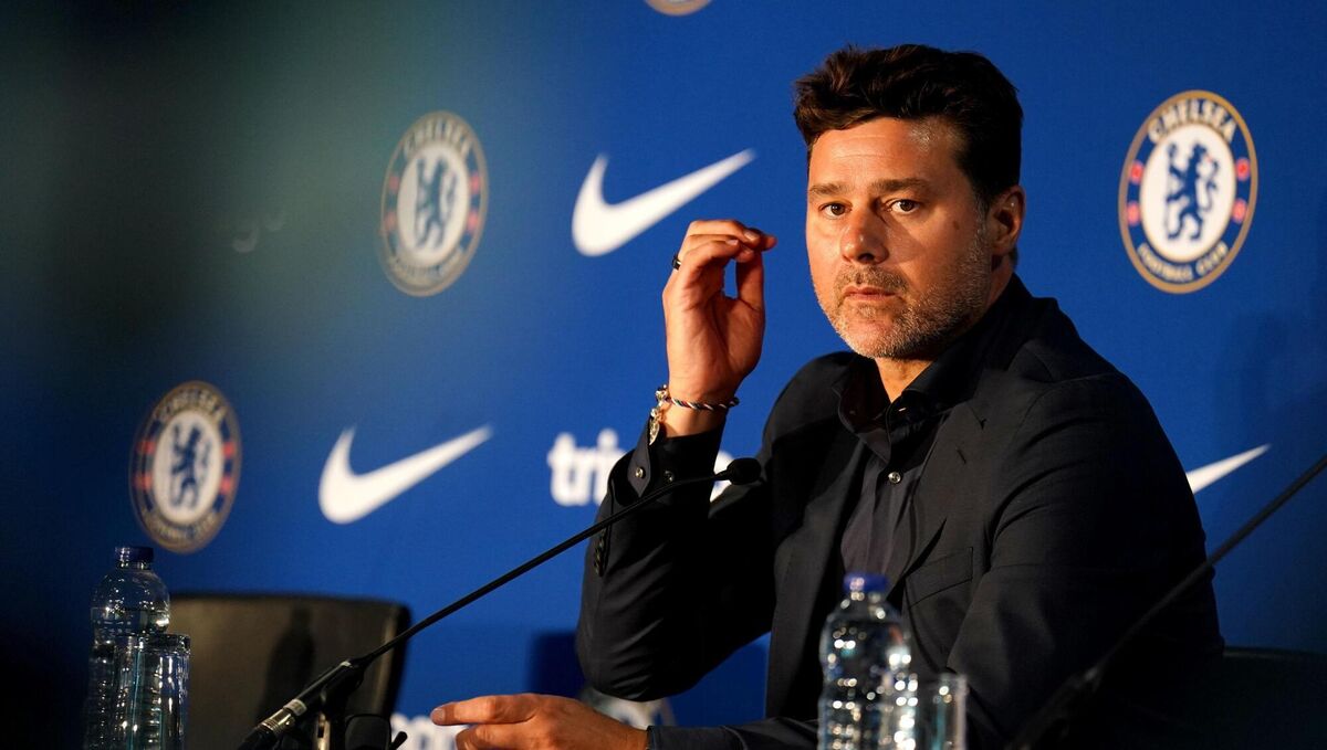 Pochettino during a press conference at Stamford Bridge. Pochettino during a press conference at Stamford Bridge.