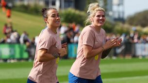 <p>'FRUSTRATED': England's Lucy Bronze (left) during an open training session at Sunshine Coast Stadium, Queensland. Pic: PA Wire</p>