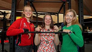 <p>OPEN FOR BUSINESS: Pictured are, Lauren McCourt, UCC, Lady Mayoress Marcelline Bonneau and Lizzie Lee, at the Official Opening of the University College Cork Mardyke Arena Elite Athlete/Team High Performance Strength &amp; Conditioning Gym. Picture: Jim Coughlan. </p>