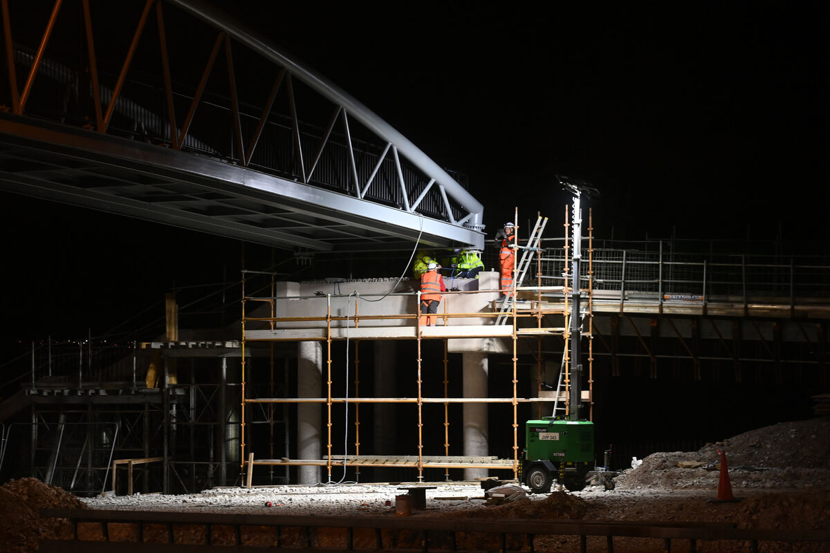 Now named Vernon Mount Bridge, the new structure was lifted into position just after midnight on the morning of Friday April 21. See video of the work at the link below. Picture: Larry Cummins